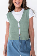 Olly Knit Vest in Sage Green
