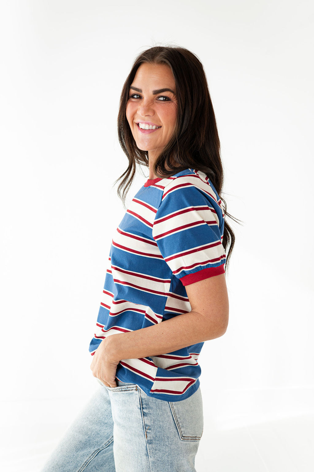 Toby Striped Tee in Blue
