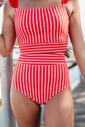 Boardwalk High Waisted Bottom in Ruby Stripe