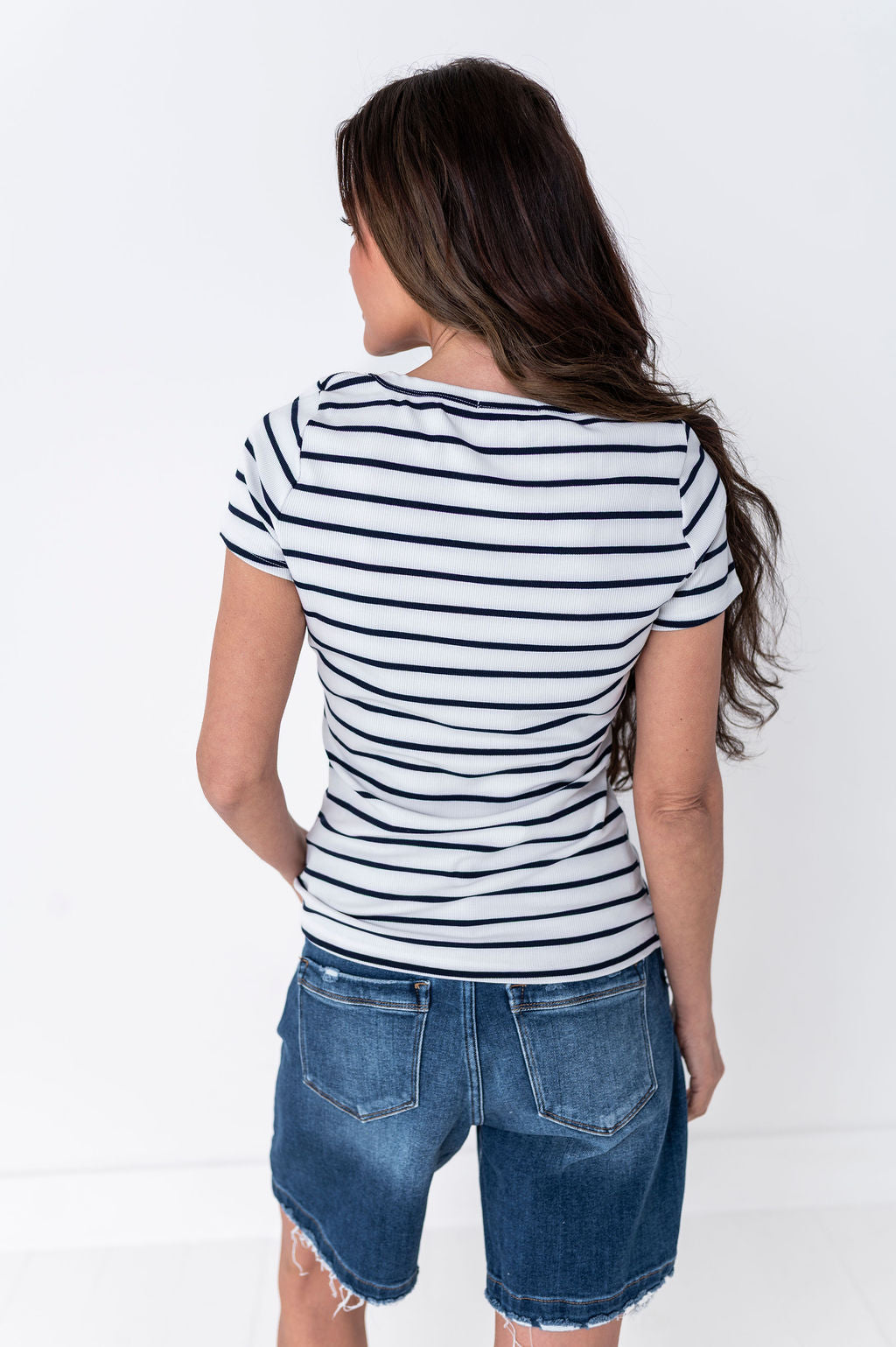 Taylor Striped Top in White - Size Small Left