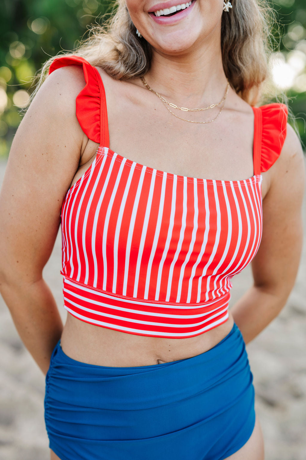 Paloma Top in Ruby Stripe