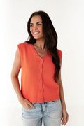 Brighton Button Up Vest in Orange