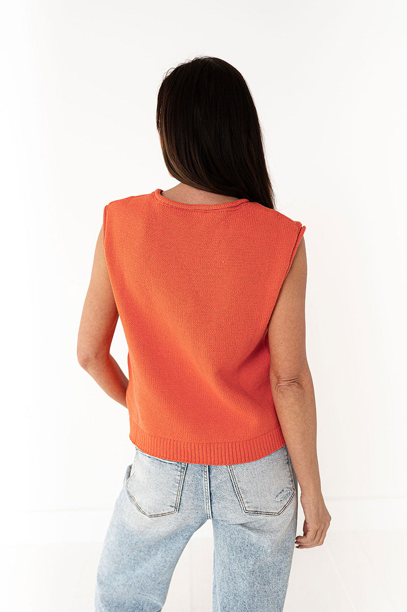 Brighton Button Up Vest in Orange
