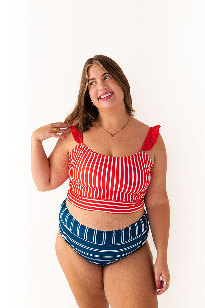 Paloma Top in Ruby Stripe