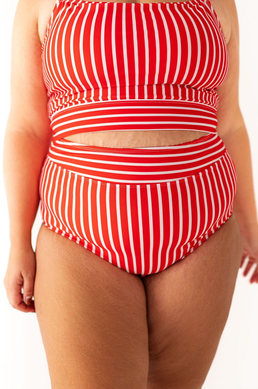 Boardwalk High Waisted Bottom in Ruby Stripe