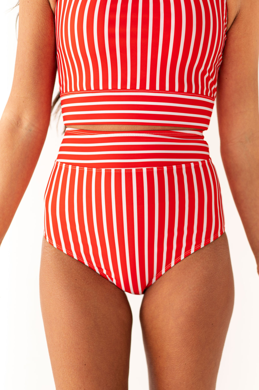 Boardwalk High Waisted Bottom in Ruby Stripe