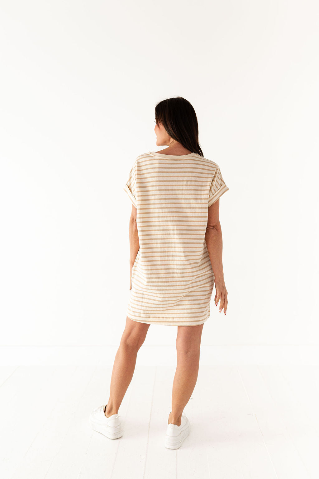 Becca T-Shirt Dress in Light Taupe - Size Small Left